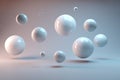Suspended balls on a white background. 3D image rendering