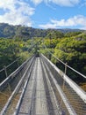 Suspended bridge on a hiking trail on the South Island of New Zealand