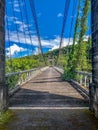 Old suspended bridge in the jungle on la reunion island