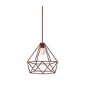 Suspended ceiling lamp. Electric pendant light design with metal wired shade. Hanging chandelier in contemporary style