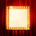 Suspended gold frame on the red curtain Royalty Free Stock Photo