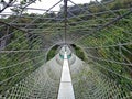 Suspended hanging bridge made from ropes