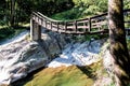 Suspended wooden bridge, Ratus Gorge, Italy