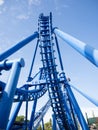 The suspended roller coaster rails in an amusement park Royalty Free Stock Photo