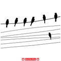 Suspended Serenity Peaceful Birds on Wire Vector Designs