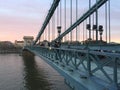 Suspended Steel Bridge In City Of Budapest