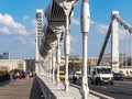 Suspended supports and metal structures of the Crimean bridge Royalty Free Stock Photo