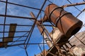 Suspended tank in an abandoned lead mine near Bonnie Claire, Nevada, USA