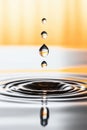 Suspended water droplets creating ripple effect over calm water surface Royalty Free Stock Photo