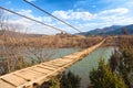 Suspended wooden bridge