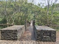 Suspension bridge along the mountain