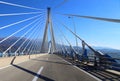 Suspension bridge crossing Corinth Gulf strait, Patra, Greece. I Royalty Free Stock Photo