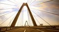 Suspension bridge crossing red river in hanoi vietnam