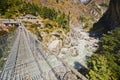 Suspension bridge en route to Everest, Himalaya