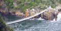 Suspension bridge on an equipped tourist ecological trail in the national park