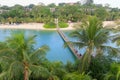 Suspension bridge linking Palawan Beach to the Southernmost Point of Continental Asia, Sentosa Island Royalty Free Stock Photo