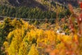 Suspension bridge in Manaslu circuit trekking route in autumn season, Himalaya mountains range in Nepal