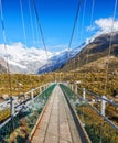 Suspension bridge in Mount Cook National Park, South Island, New Zealand Royalty Free Stock Photo