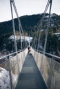 Suspension bridge between the mountains in the Alps in Germany Royalty Free Stock Photo