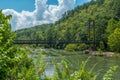 Copperhill, TN USA - September 03, 2016 The suspension bridge across the Ocoee river in Tennessee