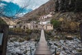 Suspension bridge in old abandoned town. Hidden Town in Cerro ÃÂspero Royalty Free Stock Photo