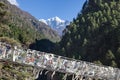 Suspension bridge over the mountain gorge in. Royalty Free Stock Photo