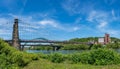 Suspension bridge over the Ohio river in Wheeling, WV Royalty Free Stock Photo