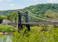 Suspension bridge over the Ohio river in Wheeling, WV Royalty Free Stock Photo