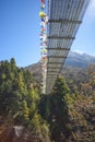 Suspension bridge over the river in Himalayas Royalty Free Stock Photo