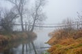 Suspension bridge over the river