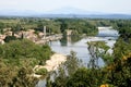 A suspension bridge spanning the river Ardeche Royalty Free Stock Photo