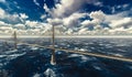 Suspension bridge on stormy ocean