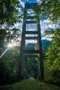 Suspension bridge in the sun Royalty Free Stock Photo