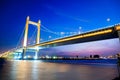 Suspension bridge at sunset