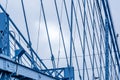 Suspension bridge ties bolts cross walk and lights perspective industrial photography urban exploration Cincinnati