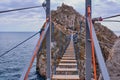 The suspension bridge to rock Diva. The black sea coast near Yalta, town Simeiz, Crimea Royalty Free Stock Photo