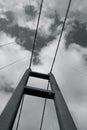 Suspension bridge towers and cables