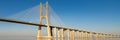 Suspension Vasco da Gama bridge over the Tagus river in Lisbon, Portugal Royalty Free Stock Photo