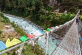 Suspention bridge on the Everest Base Camp Trek, Himalaya mountains, Sagarmatha National Park, Nepal