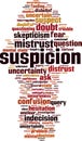 Suspicion word cloud Royalty Free Stock Photo