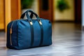 Suspicious black duffle bag with stolen tech. Royalty Free Stock Photo