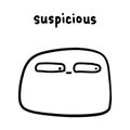 Suspicious hand drawn vector illustration in cartoon doodle style face expressive emotion man