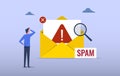 Suspicious and malicious spam email concept with alert notification Royalty Free Stock Photo