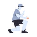 Suspicious Man Stranger Offering Candy to Somebody Vector Illustration