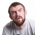 Suspicious worried man portrait isolated Royalty Free Stock Photo