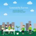 Sustainability business concept worker vector. illustration EPS