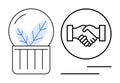 Sustainability and Partnership Concept with Eco Leaf and Handshake Icons Collaboration Royalty Free Stock Photo