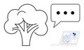 Sustainability Concept with Tree, Speech Bubble, and Data Analytics on Laptop Screen Royalty Free Stock Photo