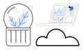 Sustainability, Data Analytics, Cloud Technology by Plant Bulb, Graphs, and Cloud Icon Royalty Free Stock Photo