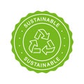 Sustainability Energy Stamp. Sustainable Nature Power Green Label. Eco Friendly Sticker. Arrow Sustainable Symbol. Zero